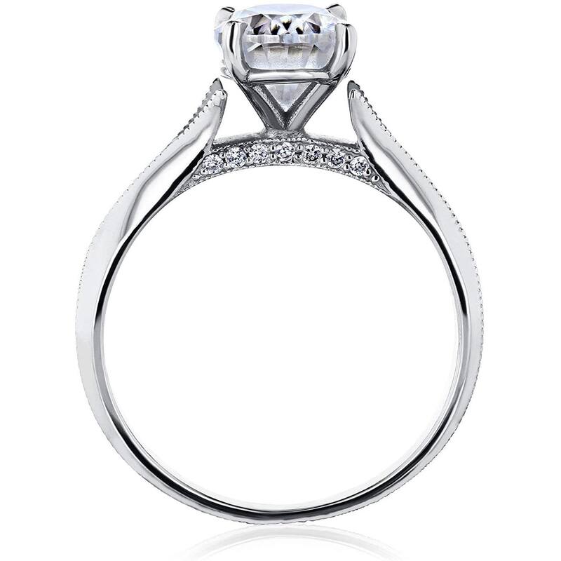 Annello by Kobelli 14K Gold 2ct Oval Forever One Moissanite Cathedral Engagement Ring (DEF/VS, GH/I)