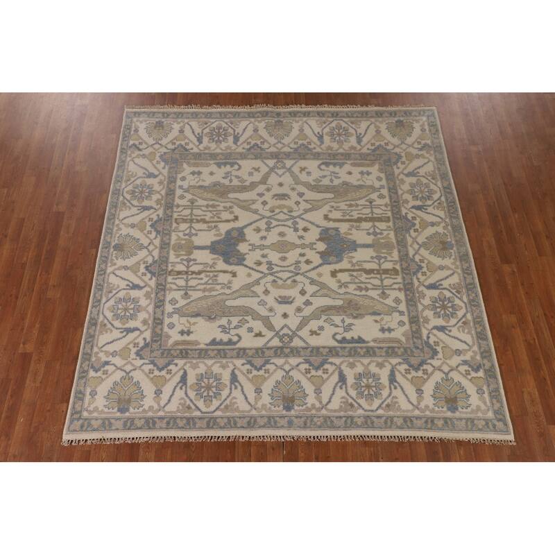 All-Over Oushak Oriental Square Area Rug Handmade Wool Carpet - 7'10"x 7'11"