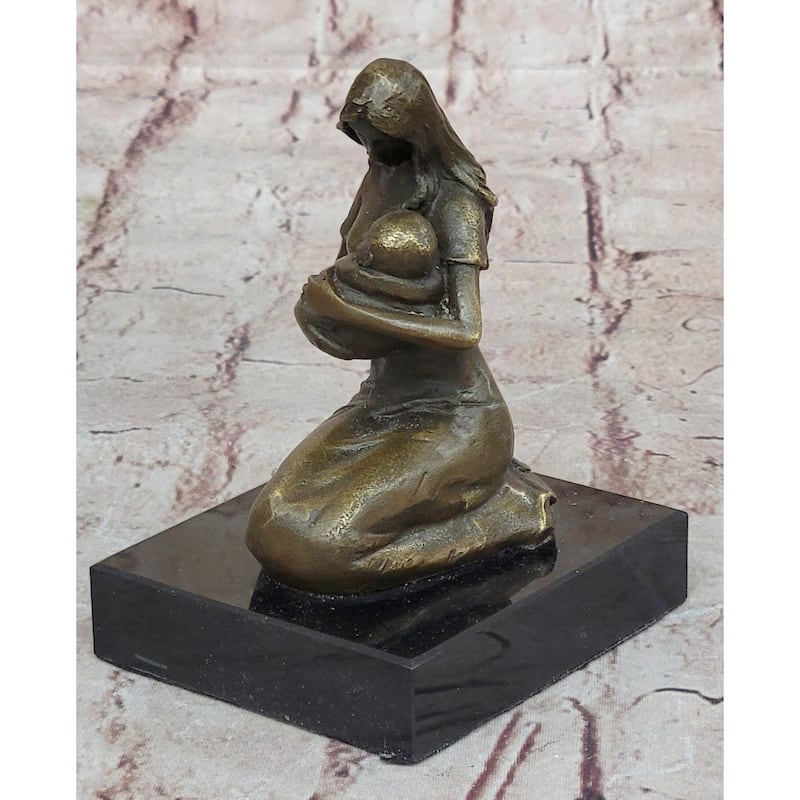 Young Mother W/ Newborn Baby Bronze Sculpture Statue Figure Signed Art By Milo