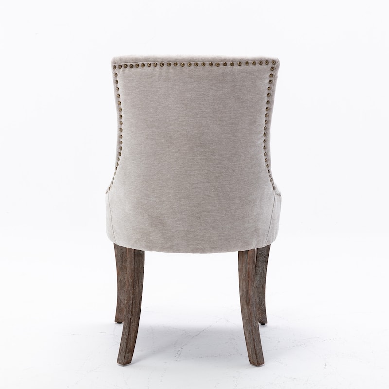 Dining Chair Thickened Fabric Chairs with Neutrally Toned Solid Wood Legs,Set of 2