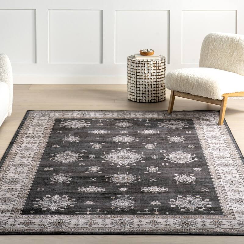 Nuloom Moxie SplashGuard Traditional Bordered Machine Washable Area Rug