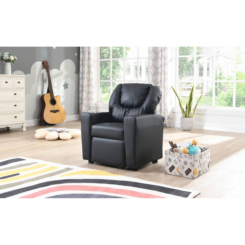 Toddlers Velvet Recliner With Headrest And Footrest