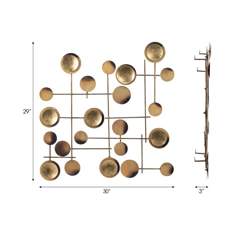 Sagebrook Home Iron Metal Wall Deco - Enliven Your Space with 29" Gold Circles Art Piece, Durable Iron Construction