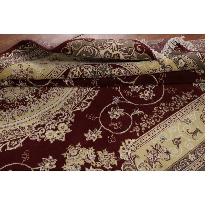 Victorian Style Kashan Turkish Area Rug Machine Made Floral Red Carpet - 6'9" x 9'10"