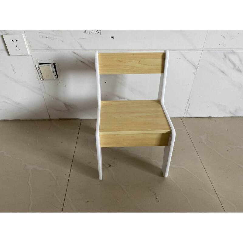 White and Beige Kids Table and Chair Set MDF Wood Durable Modern Design for Study Play and Arts Activities