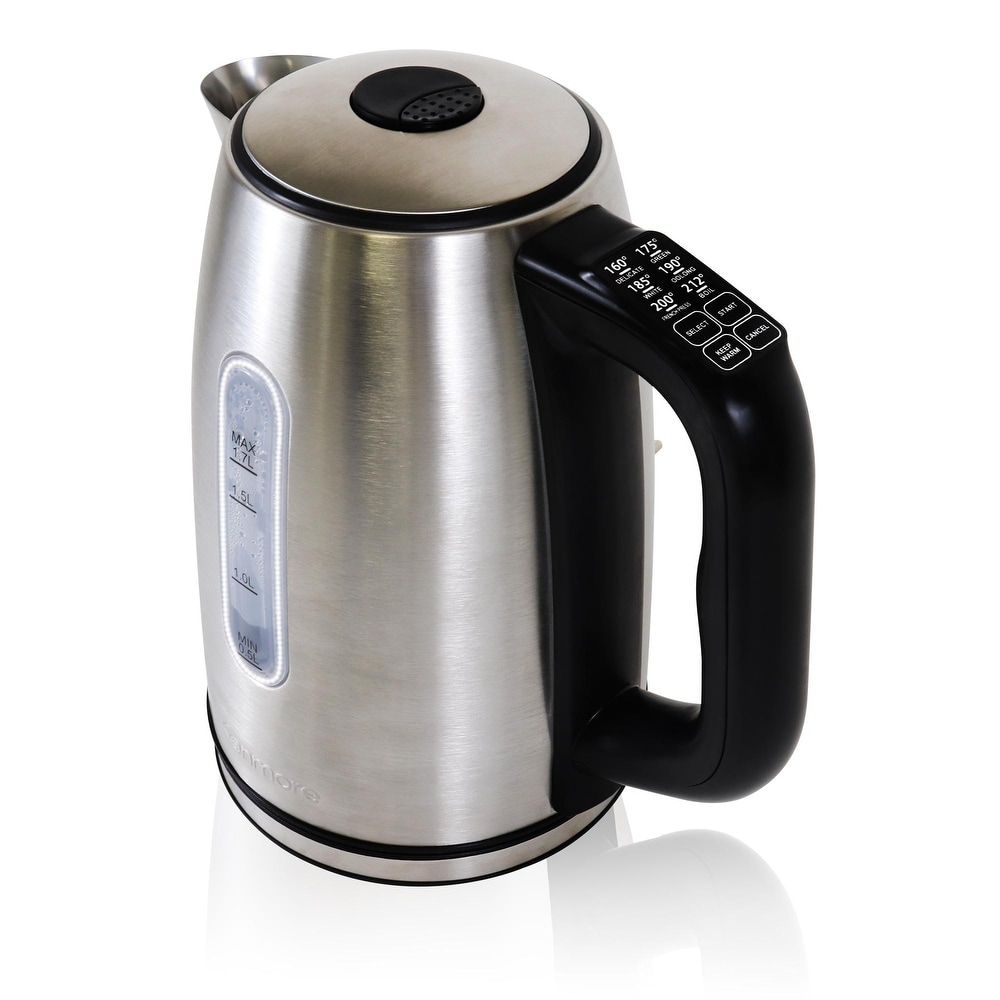 Farberware 1.7 Liter Electric Kettle, Double Wall Stainless Steel and Black, Size: 1.7 Large
