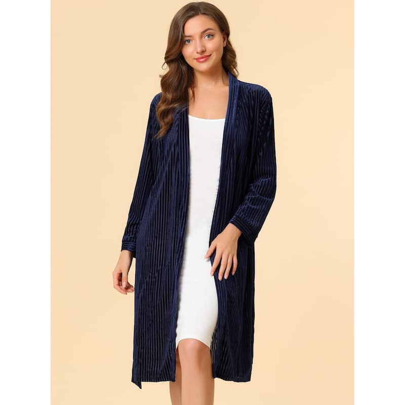 Women's Belt Tie Robe Winter Pajamas Nightgown Midi Warm Bathrobe - L