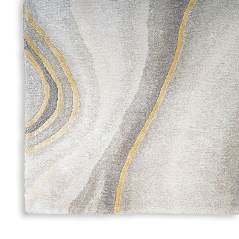 Nourison Prismatic Silver Green Modern Luxe Hand-Tufted Indoor Rug