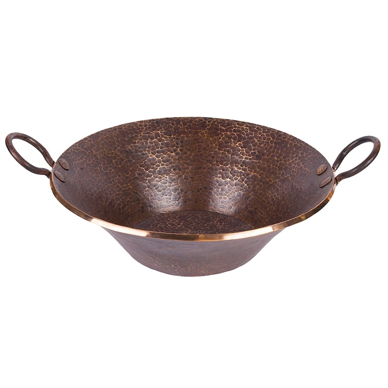 Round Hand Forged Old World Miners Pan Copper Vessel Sink (PVMPDB)
