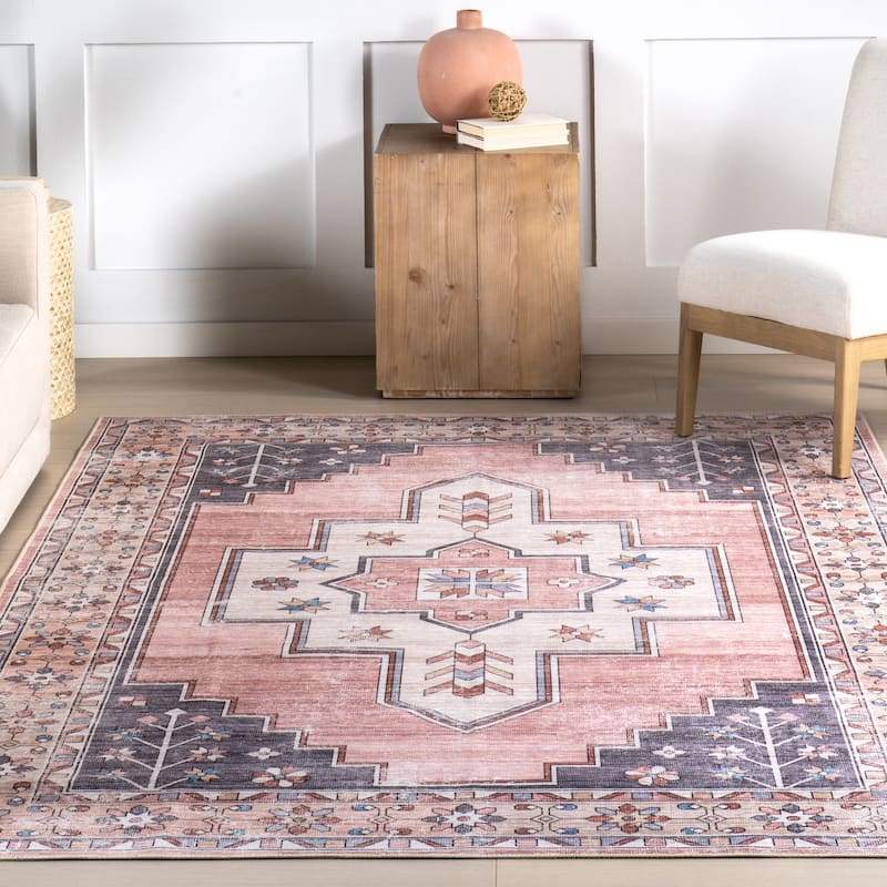 Nuloom Pavani SplashGuard Vintage Bordered Machine Washable Area Rug