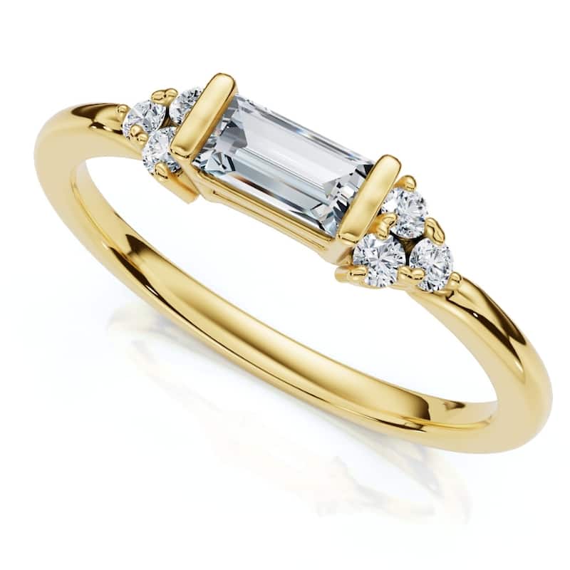 Emerald Diamond Stackable Wedding Ring Women Anniversary Band Gold Lab Grown