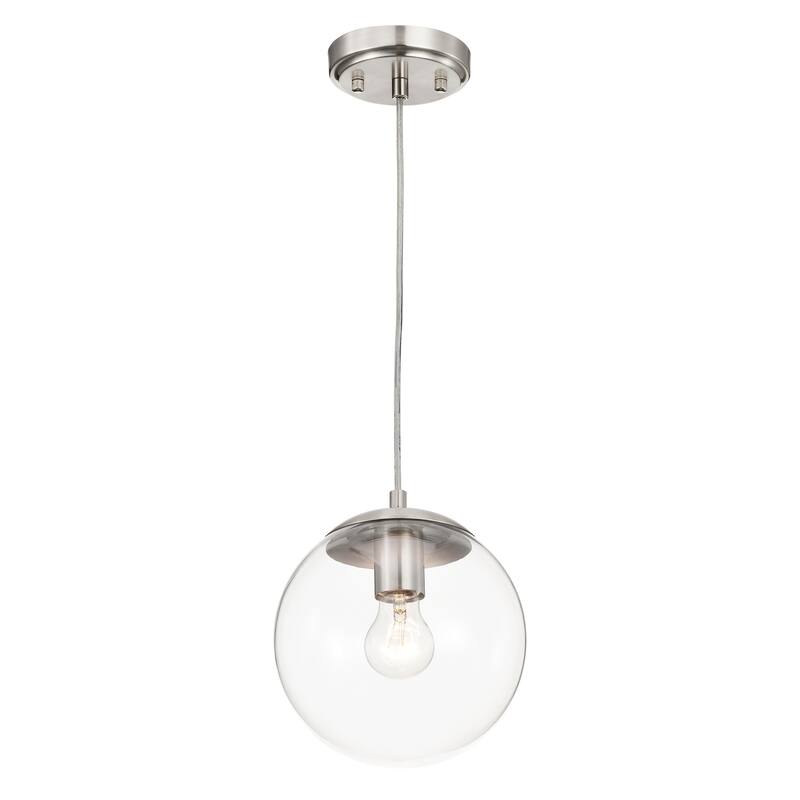 7.75 in. 1-Light Matte Black/Brushed Nickel Pendant Light with Clear Globe Glass Shade