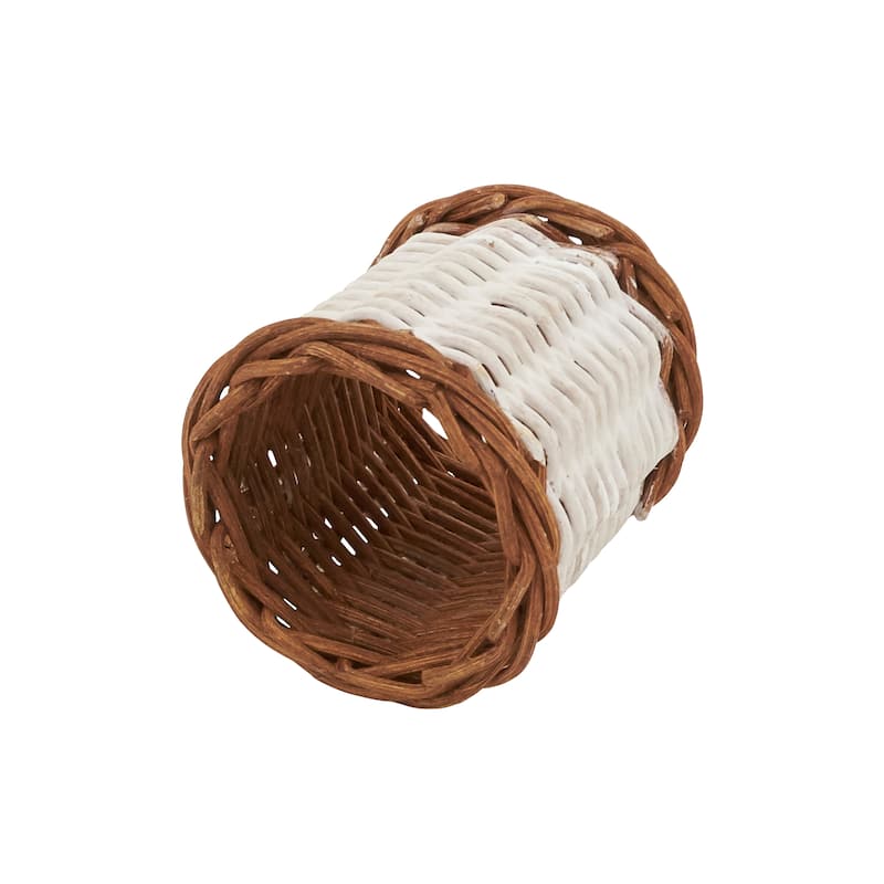 Rustic Charm Two-Tone Rattan Napkin Ring (Set of 4)