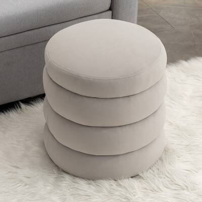 Soft Velvet Round Ottoman Footrest Stool For Living Room