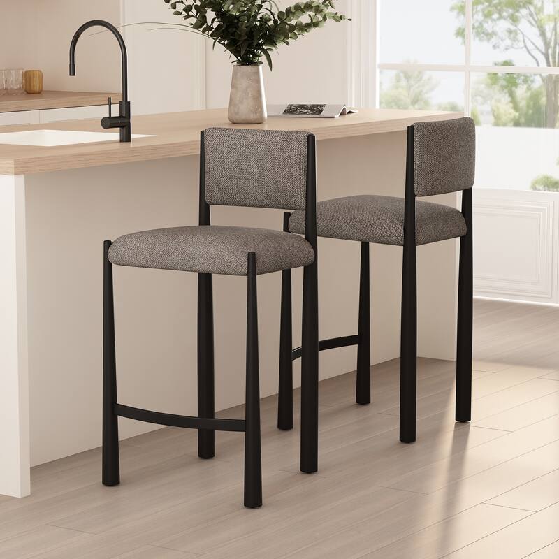 Manhattan Comfort Lennor Metal Boucle Counter Stool