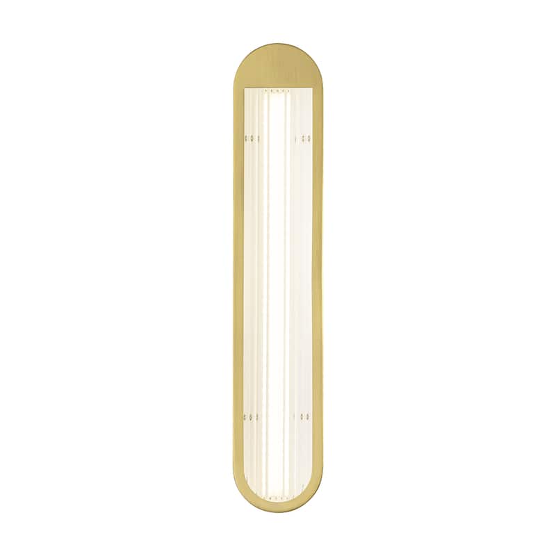 Rennnsan 25.6" 1-Light Modern Brass/Black Linear Bathroom Vanity Light with Ribbed Glass Shade