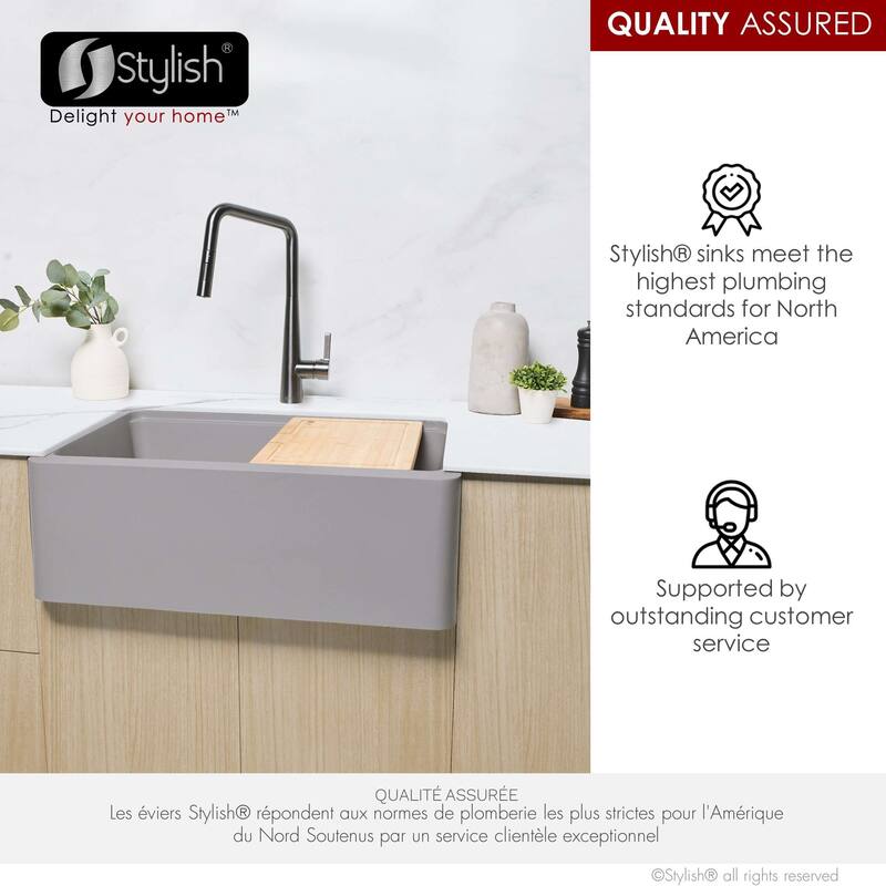 STYLISH Undermount 30" Workstation Single-Bowl Composite Granite Kitchen Sink - 30" x 21" x 10"