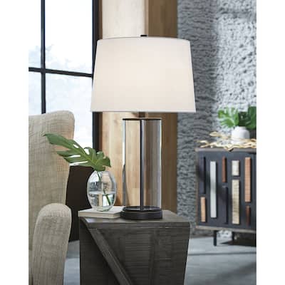 Signature Design by Ashley Wilmburgh Clear/Bronze Finish Table Lamp (Set of 2) - 15"W x 15"D x 26"H