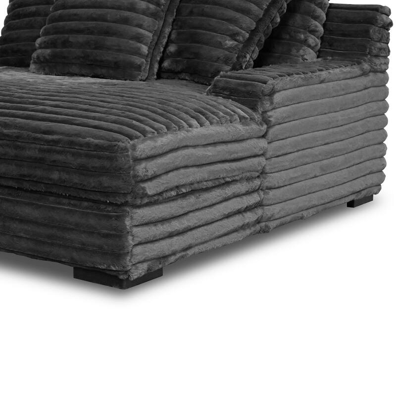 Ezo Chaise Lounge, Dark Gray Polyester Corduroy, 3 Pillows, 67 Inch
