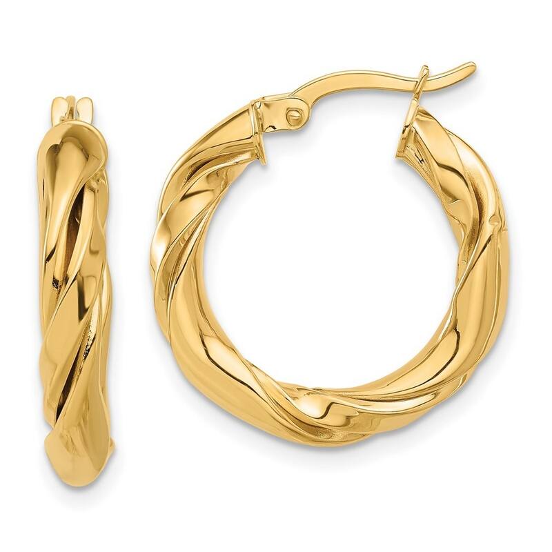 Curata 14k Yellow Gold Polished Twisted Hoop Earrings - 23.4x22mm