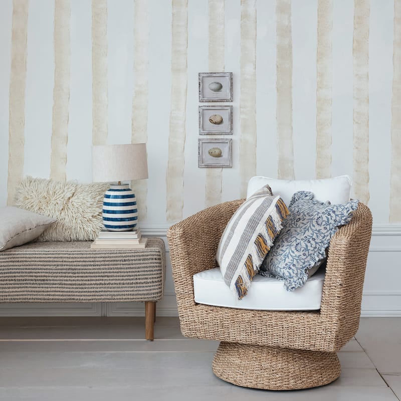 Woven Jute and Cotton Dhurrie Bench with Oak Wood Legs