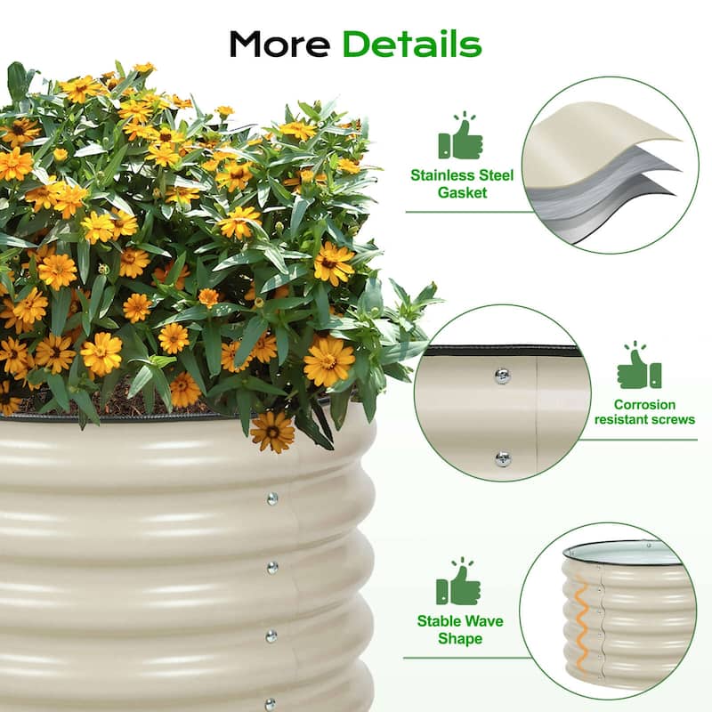 Aoodor 16.7'' Tall Aluzinc Metal Raised Garden Bed 24'' Round - Outdoor Garden Planter Box for Vegetable, Flower, Herb