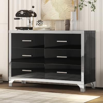 Elegant High Gloss Dresser with Metal Handle