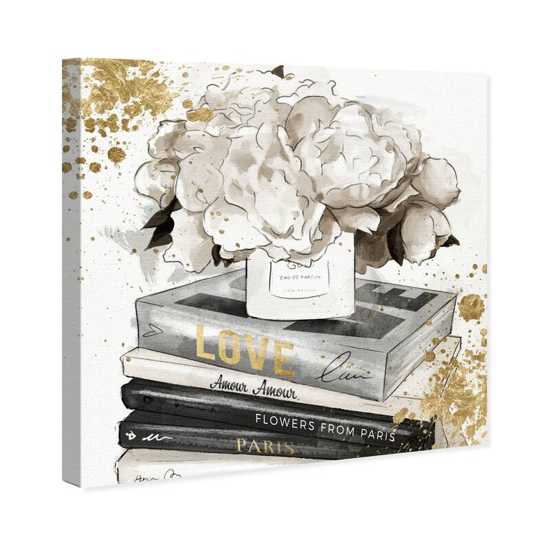 Wynwood Studio Canvas Fashion and Glam Life Style All Day Square White and Metallic Gold Glam Wall Art Canvas Print