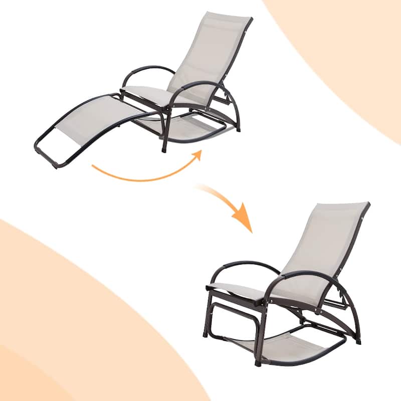 Outdoor Adjustable Chaise Lounge Chairs with Wheels Aluminum Sun Lounger