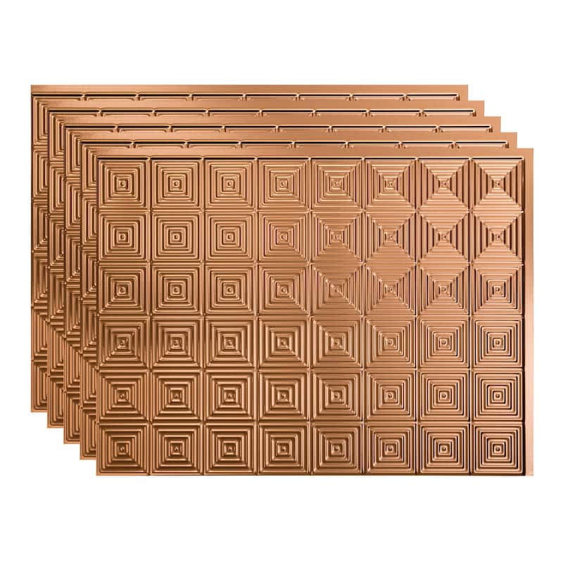 FASÄDE Miniquattro Decorative Vinyl Backsplash Panel - 5 Pack - Polished Copper