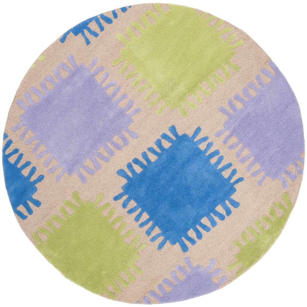 SAFAVIEH Handmade Children's Patches Sydnee Beige New Zealand Wool Rug