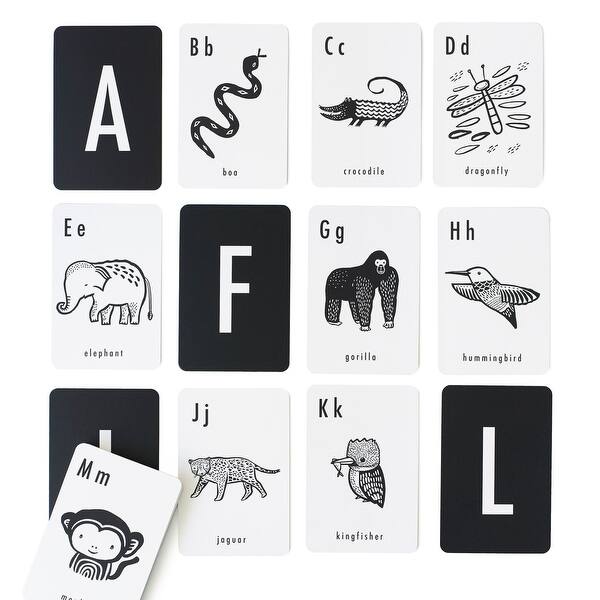 slide 2 of 5, Wee Gallery Jungle Alphabet Cards - Black - N/A