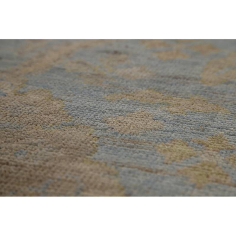 Hand Knotted Oriental 100% Wool Carpet Transitional All-Over Navy Blue & Blues Oushak Area Rug - 12' 1'' X 8' 11''