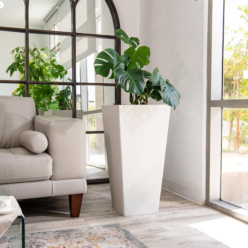 XBrand Modern Square Tapered Planter – 28" or 30" Tall, Indoor & Outdoor Use