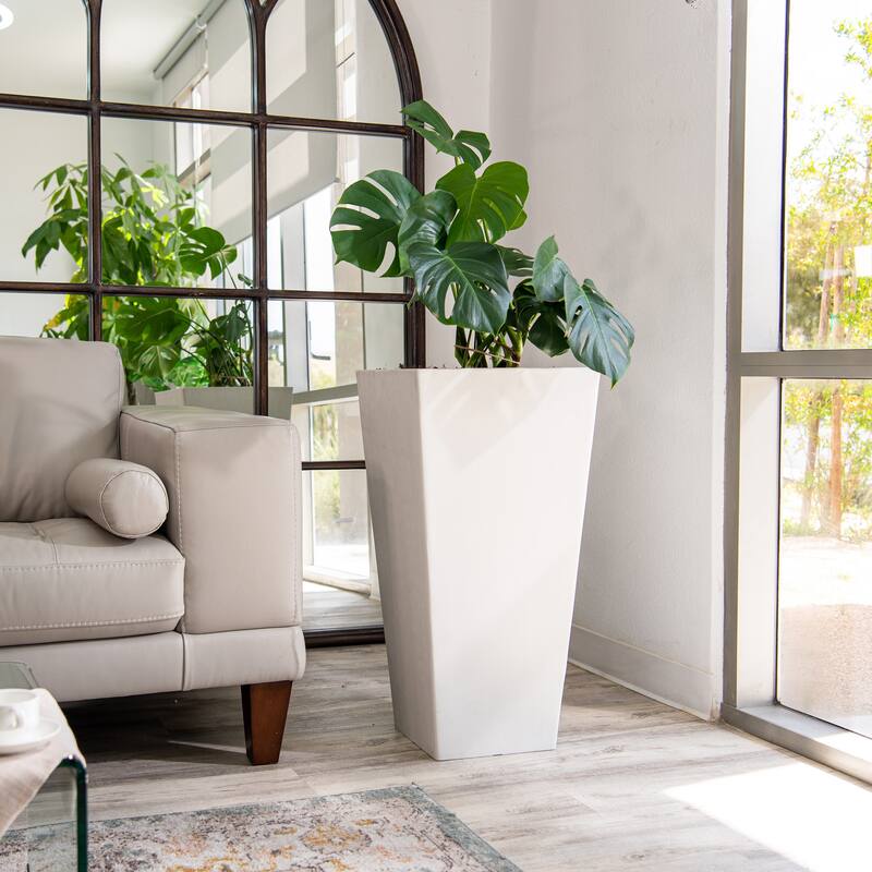 XBrand Modern 30-Inch Tall Square Planter, Modern Tapered Planter Perfect for Indoor & Outdoor Planter, Patio Décor