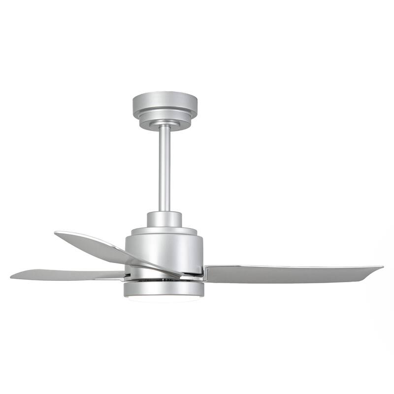 42" Modern Silver 3-Blades Ceiling Fan with Light and Remote, APP Control