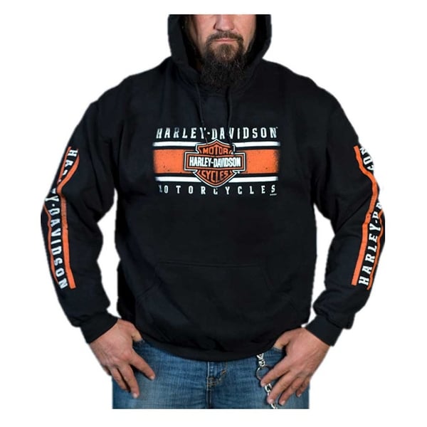 Harley-Davidson Mens Eagle Piston Long Sleeve Pullover Hoodie Black 30299949