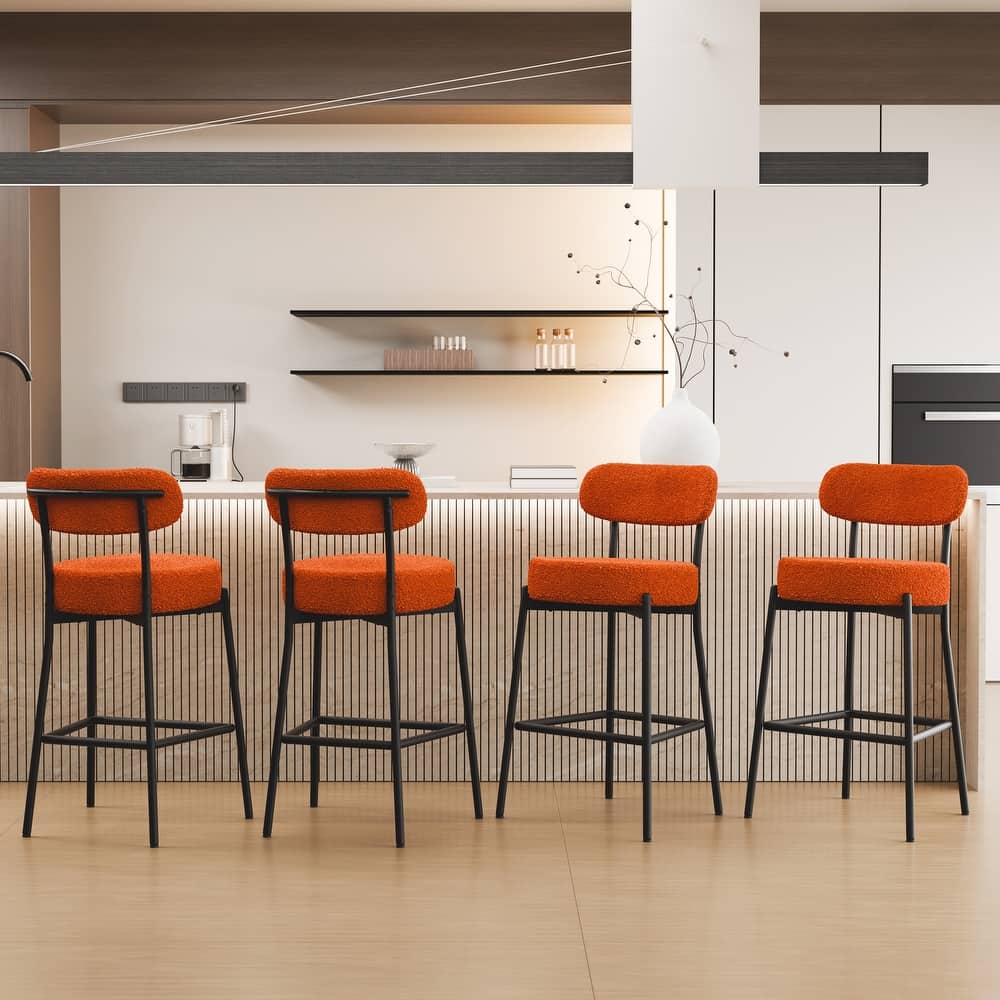 XINMICS 27 Inches Boucle Counter Height Bar Stools with Back