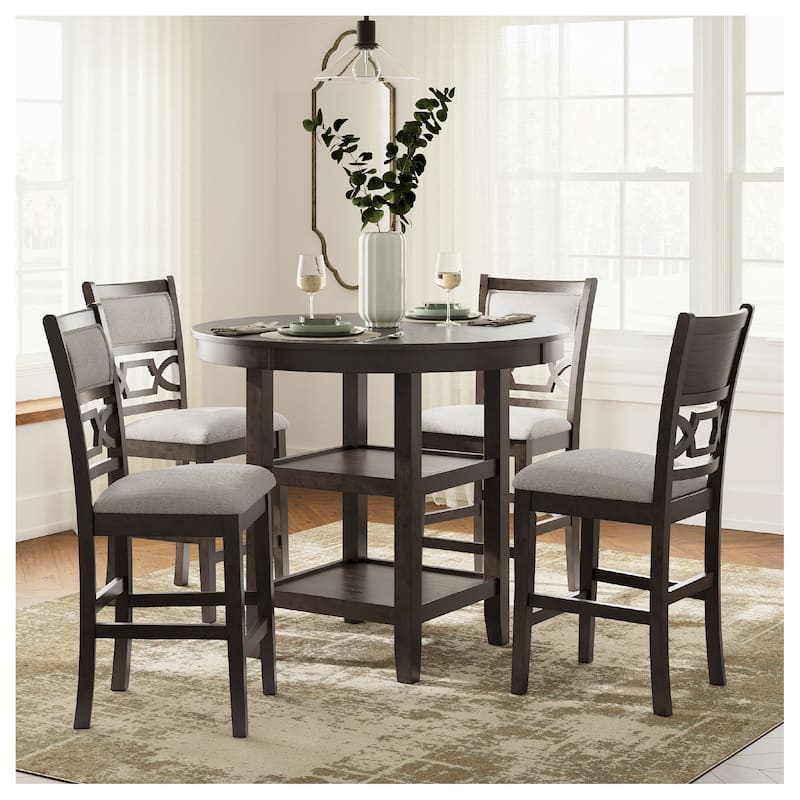 Signature Design by Ashley Langwest Counter Height Dining Table and 4 Barstools (Set of 5) - Brown