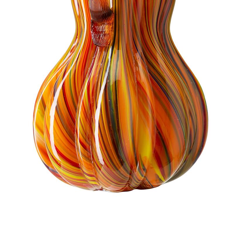 Glitzhome Multi Striped Fall Harvest Glass Pumpkins Halloween Thanksgiving Festival Decorations