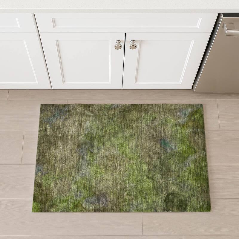 Machine Washable Indoor/ Outdoor Abstract Contemporary Chantille Rug