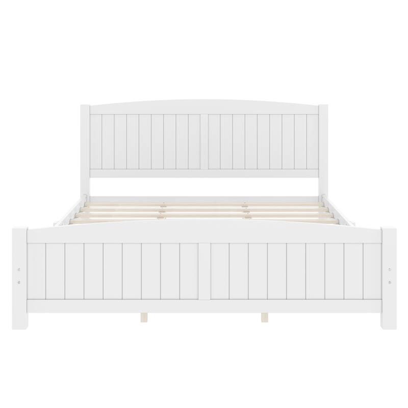 King/Queen/Full Size Platform Bed, Solid Wood Bed Frame with Support Slats, No Box Spring Needed, Sturdy Structure
