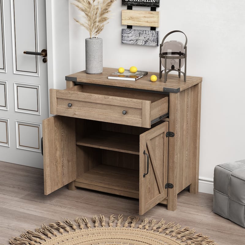 Double Barn Door Accent Cabinet