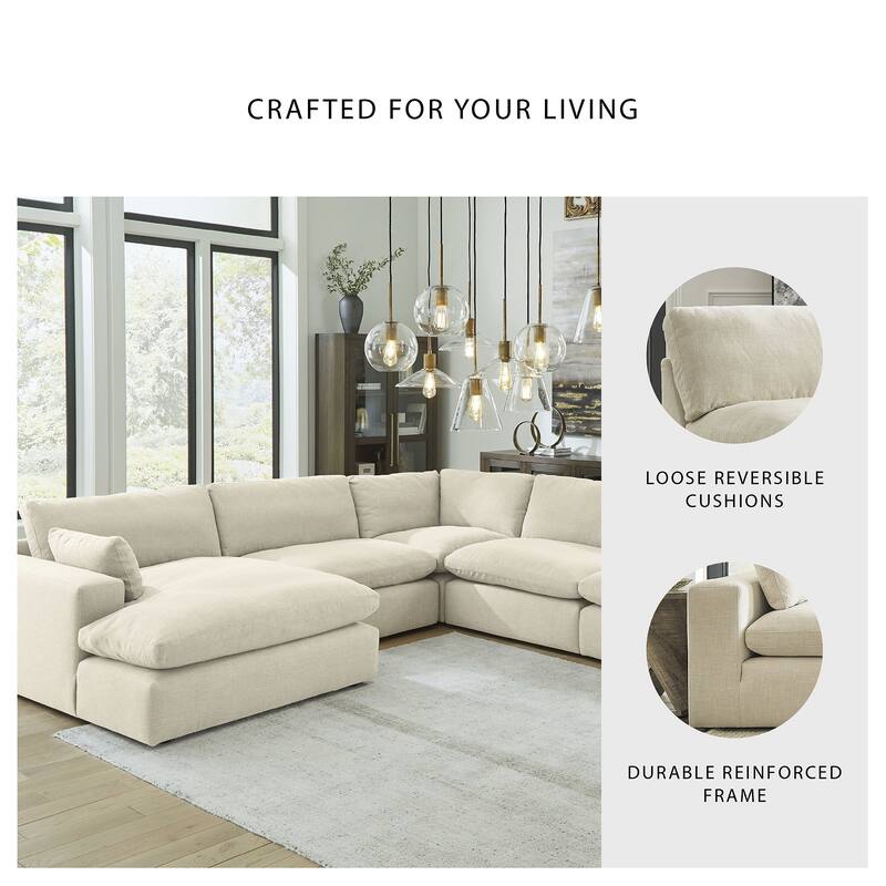 Signature Design by Ashley Elyza Ivory 5-Piece Sectional with Chaise - 135"W x 135"D x 36"H
