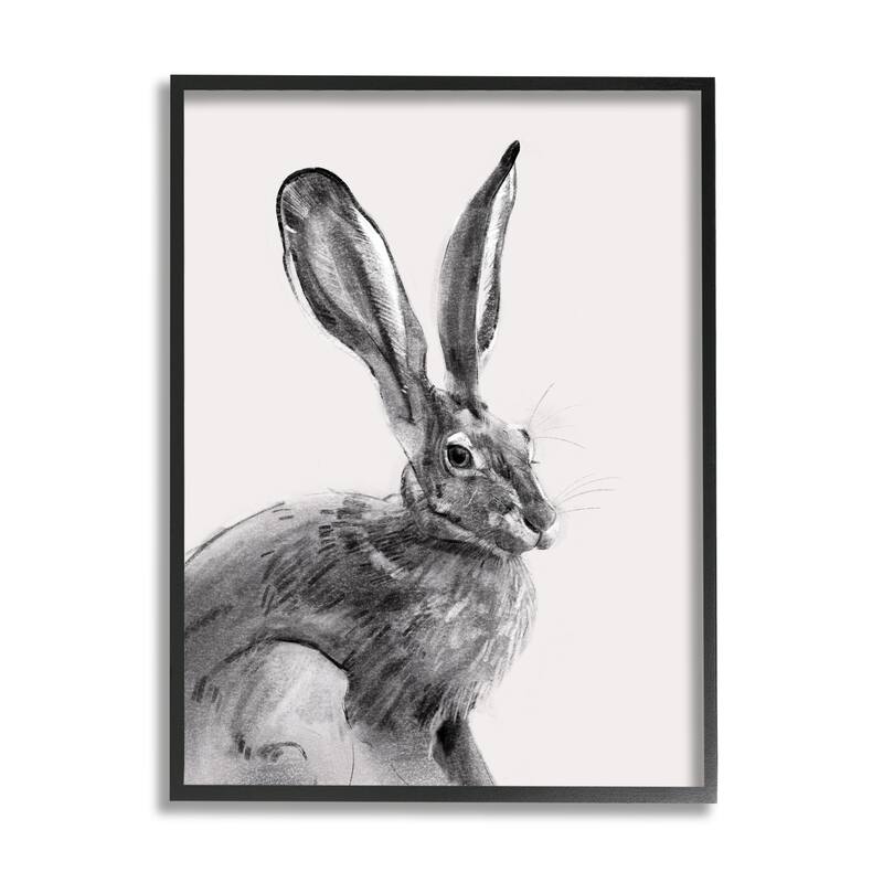 Stupell Resting Wild Hare Portrait Bold Face Rabbit Illustration Framed Wall Art