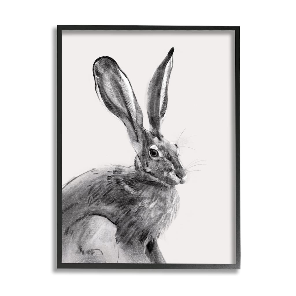 Stupell Resting Wild Hare Portrait Bold Face Rabbit Illustration Framed Wall Art