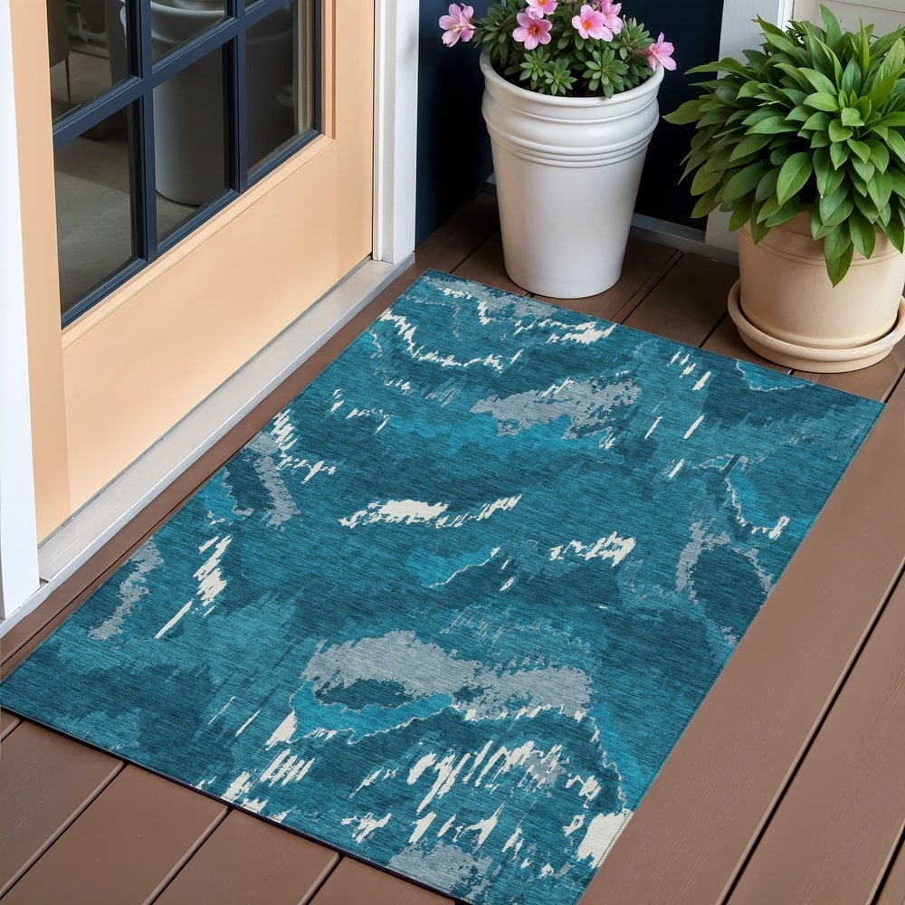 HomeRoots Abstract Transitional Rectangle Outdoor Rug