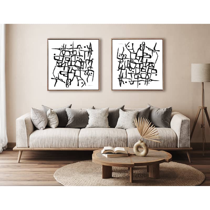 Kate and Laurel Sylvie Beaded Organic Lines Canvas by Statement Goods