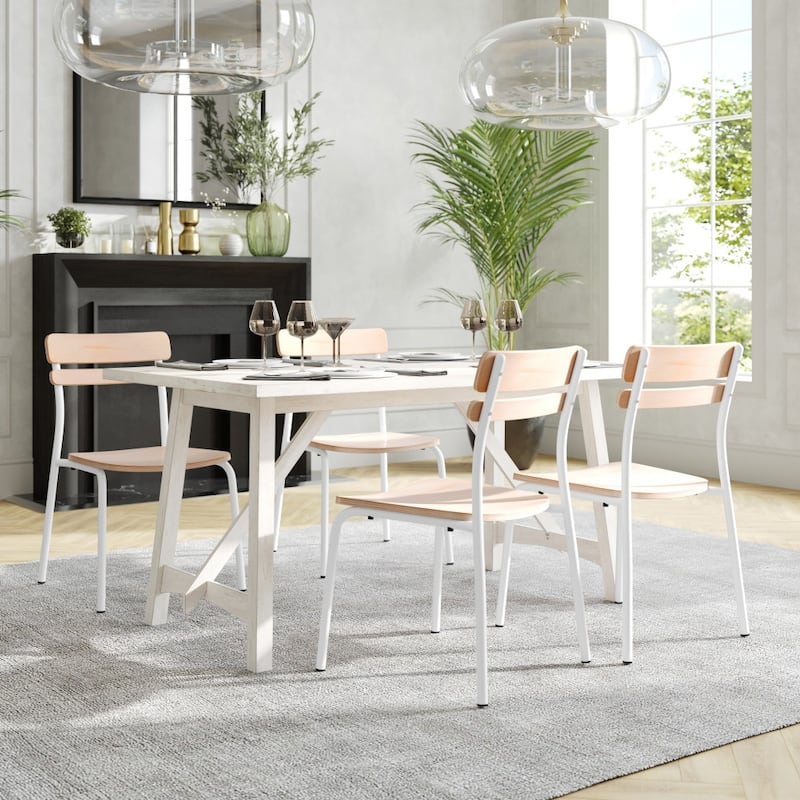 Commercial Solid Wood Dining Chair with Frame and Antique Finish - 18.75"W x 20.75"D x 31.5"H