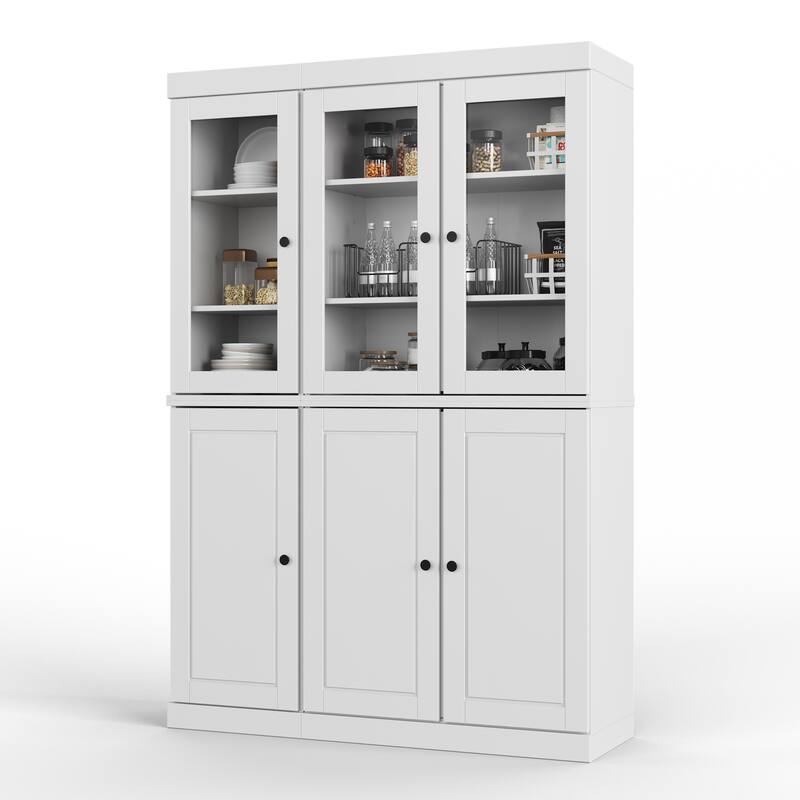 Palace Imports 100% Solid Wood China Pantry with Glass or Solid Wood Doors and 2-Drawers - 48.5" x 71.5"
